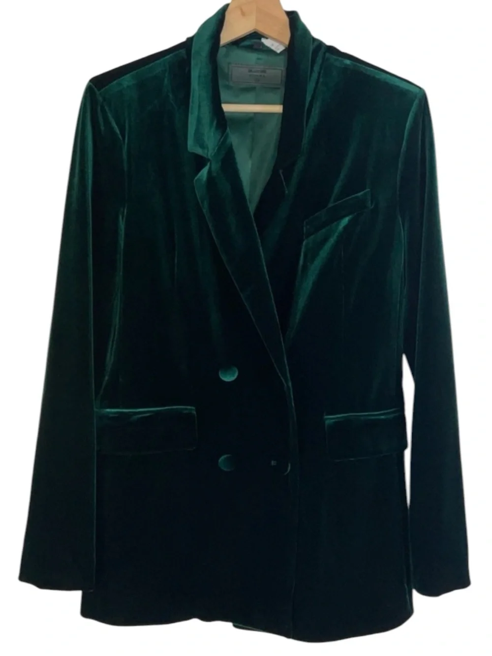 BLANKNYC Street Smart Velvet Blazer in Emerald Green Size Small